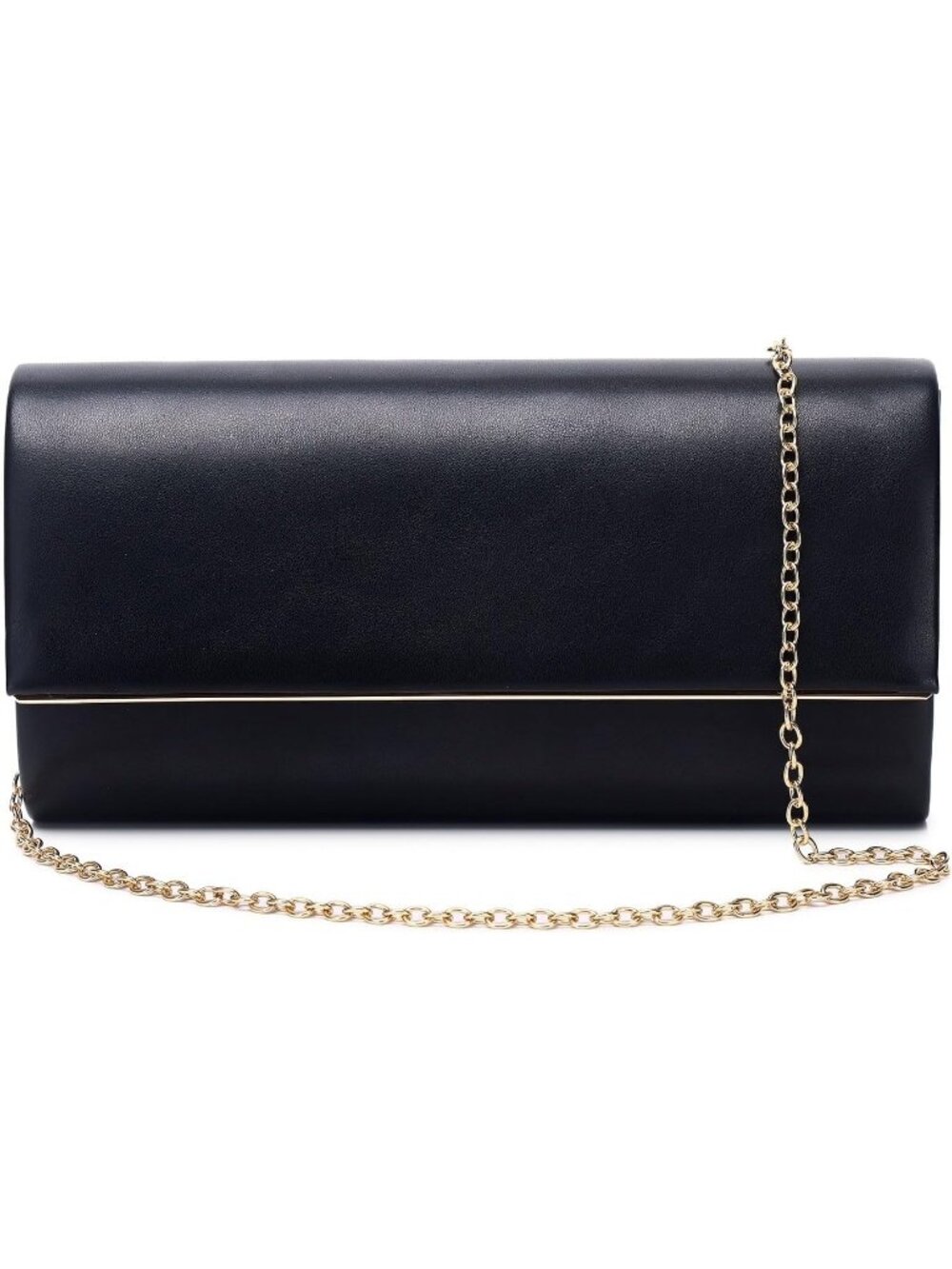 Women's Black Vegan Leather Evening Clutch Purse Bag for Party Wedding Prom